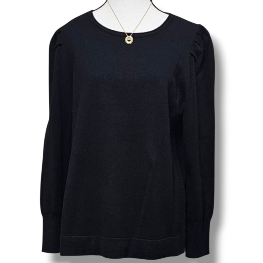 ANNE KLEIN | COTTON CASHMERE LIGHTWEIGHT ROUND NECK SWEATER…